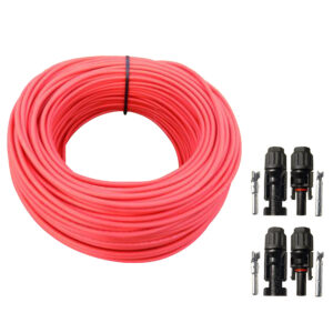 10m Solarkabel rot 4mm² + 2 Paar MC 4 Stecker für PV Solar Photovoltaik