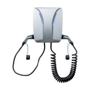 Hardy Barth Wallbox cPH2 – 2T22 Typ 2 Ladekabel 7m glatt (li), Typ 2 Ladekabel 4m spiral (re),RFID
