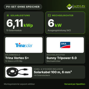 6,11 kWp PV-Set ohne Speicher – 13x Trina Vertex S+ 470 Wp + SMA Sunny Tripower 6.0