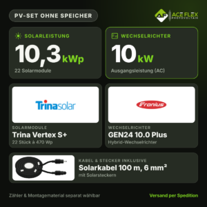 10,3 kWp PV-Set ohne Speicher – 22x Trina Vertex S+ 470 Wp + Fronius Symo GEN24 10.0 Plus