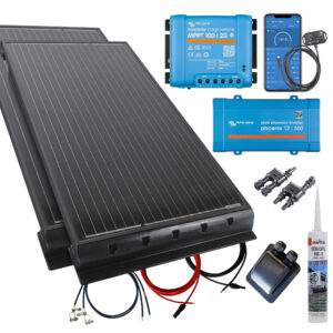 260 Watt Wohnmobil Set mit Victron 100/20 & 500W Spannungswandler schwarz
