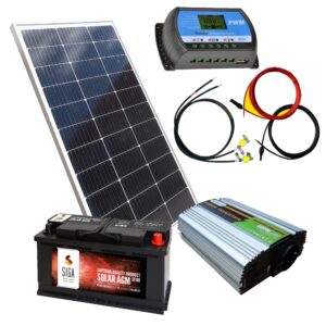 100W Solar Inselanlage 12V mit 100Ah AGM Batterie 600W Inverter