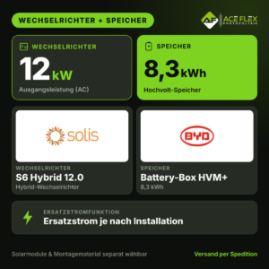 Solis S6 HYBRID 12.0 + BYD 8.3 (HVM+) mit Ersatzstrom